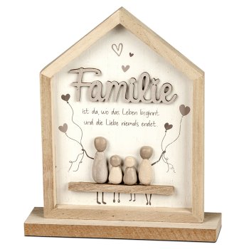 Deko-Haus 21 cm Familie Holz Kunststein-Figuren 689764 formano