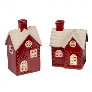 Deko-Haus rot 15 o. 13 cm LED-Licht 755834 formano