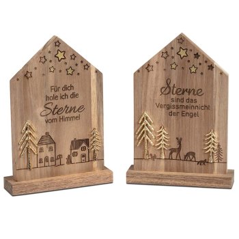 Deko Haus mit Baum mit Spruch 20 cm Holz + Metall 544827 formano