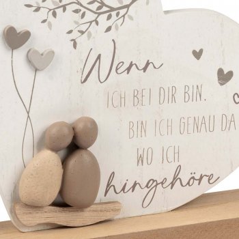 Preview: Detailansicht Deko-Herz 20 cm mit Spruch + Kunststein-Figuren 689603 formano