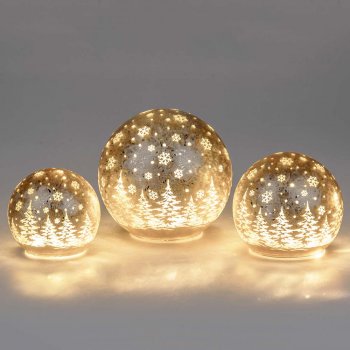 Deko-Kugel 10 cm 12 cm 15 cm Frosty-Champagnerfarben LED-Licht Glas 814401, 814418, 814425 formano