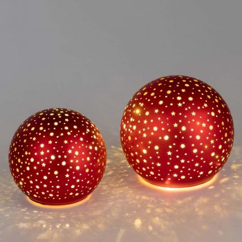 Deko-Kugel 10 o. 12 cm Sterne-Rot LED-Licht 814876 814883 formano