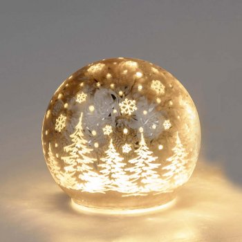 Preview: Deko-Kugel 10 cm Frosty-Champagnerfarben LED-Licht Glas 814401 formano
