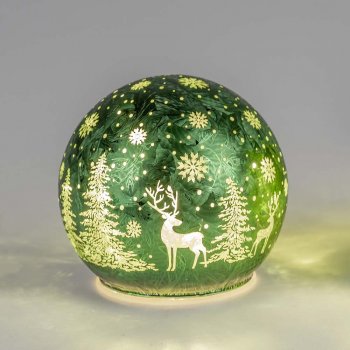 Preview: Deko-Kugel 10 cm Frosty-Grün LED-Licht Glas 814166 formano