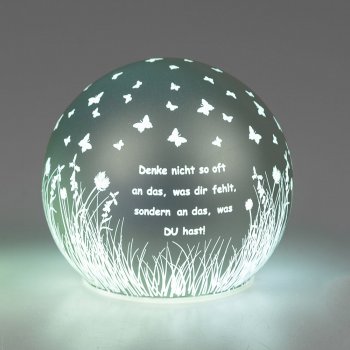 Deko-Kugel 10 cm grün Denke nicht so oft an das,  was dir fehlt LED-Licht 809506 formano