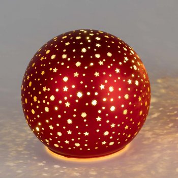 Preview: Deko-Kugel 10 cm Sterne-Rot LED-Licht 814876 formano
