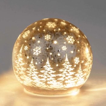 Preview: Deko-Kugel 12 cm Frosty-Champagnerfarben LED-Licht Glas 814418 formano
