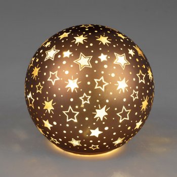Deko-Kugel braun-gold mit LED-Licht Glas 893116 formano