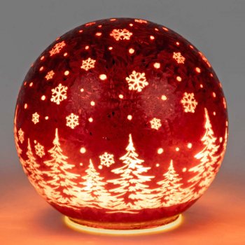 Preview: Deko-Kugel 15 cm Frosty-Rot LED-Licht Glas 814074 formano