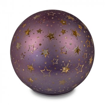 Deko-Kugel 15 cm violett-gold mit LED-Licht Glas 898531 formano