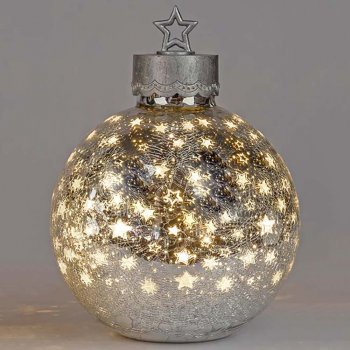 Deko-Kugel Sterne 33 cm Rose-Gold mit LED-Licht Glas 750228 formano
