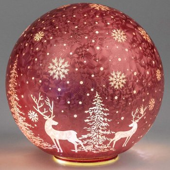Deko-Kugel drehend Wild Berry 15 cm LED-Licht 818027 formano