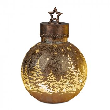 Preview: Deko-Kugel Frosty-Gold 28 cm mit LED-Licht Farbglas 750440 formano