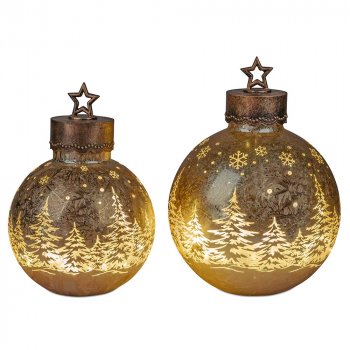 Deko-Kugel Frosty-Gold mit LED-Licht Farbglas 750440 750457 formano