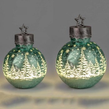 Deko-Kugel Frosty-Mint mit LED-Licht Glas 814036 814043 formano