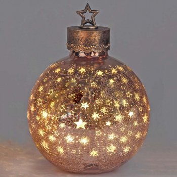 Deko-Kugel Sterne 33 cm Rose-Gold mit LED-Licht Glas 750228 formano