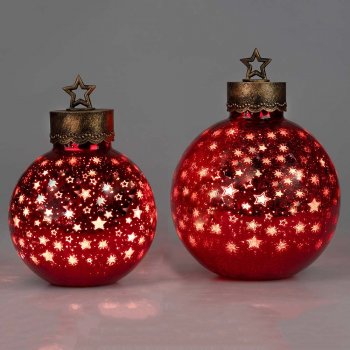 Deko-Kugel Sterne Rot mit LED-Licht Glas 750396 750402 formano