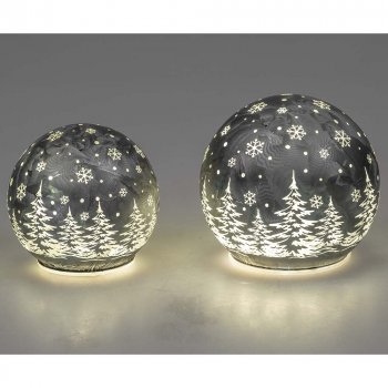 Deko-Kugel Winter-Eisgrau LED-Licht formano