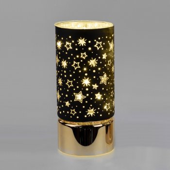 Deko-Licht 20 cm schwarz-gold Festival mit LED Glas 888549 formano