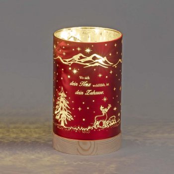 Preview: Deko-Licht rot 15 cm B Zuhause aus mattem Farbglas mit LED-Licht 814333 formano