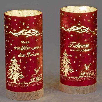 Deko-Licht rot 20 cm Zuhause aus mattem Farbglas mit LED-Licht 814340 formano