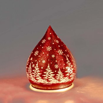 Preview: Deko-Tropfen 12 cm Frosty-Rot LED-Licht Glas 814111 formano