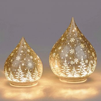 Deko-Tropfen Frosty-Champagnerfarben LED-Licht Glas 814432 814449 formano