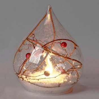 Preview: Deko-Tropfen 15 cm Flamme mit LED-Licht Glas 813336 formano