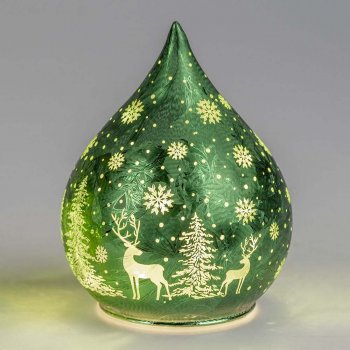 Deko-Tropfen 15 cm Frosty-Grün LED-Licht Glas 814234 formano