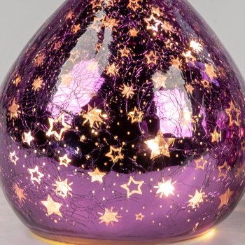 Preview: Detailansicht Deko-Tropfen 15 cm Royal Plum LED-Licht 750914 formano