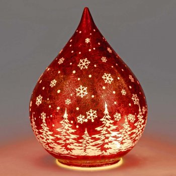 Preview: Deko-Tropfen 20 cm Frosty-Rot LED-Licht Glas 814135 formano