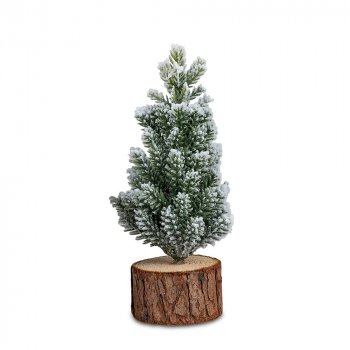 Preview: Dekobaum 16 cm Zypresse Winter grün mit Schneedekor 576262 formano