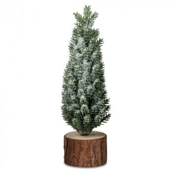 Preview: Dekobaum 20 cm Zypresse Winter grün mit Eisdekor 576279 formano