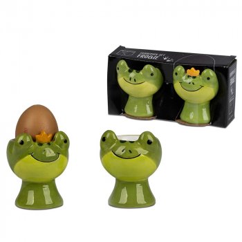 Preview: Eierbecher 2er Set Frogie Frosch 8 cm grün im Geschenkkarton Ostern 793478 formano