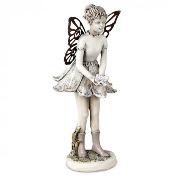 Figur A Elfe mit Metall-Flügel 20 cm antikfarben Vintage-Garten 737083 formano