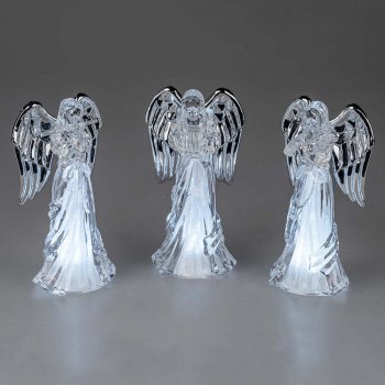 Engel 17 cm mit silbernen Flügel Acryl mit LED-Licht 506115 formano