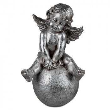Engel auf Kugel 41 cm Antik-Silber formano