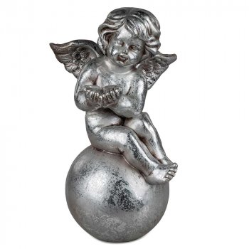 Engel auf Kugel 47 cm Antik-Silber formano