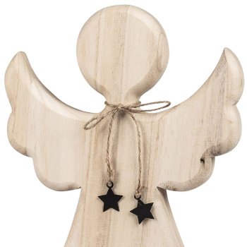 Preview: Detailansicht Engel mit Kette + Stern aus Holz Metall 544155 formano