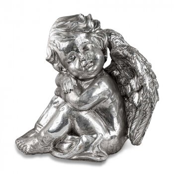 Engel sitzend 24 cm Vintage-Silber formano