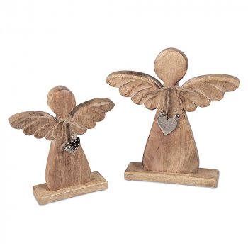 Engel auf Sockel Alu Mango-Holz formano