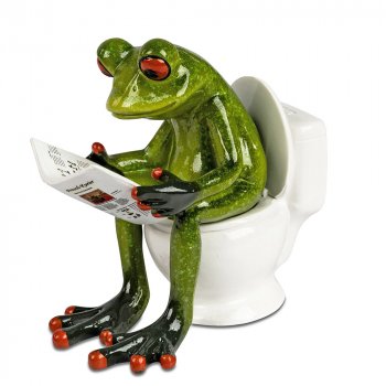 Frosch mit Zeitung auf Toilette 11 cm hellgrün 768414 formano