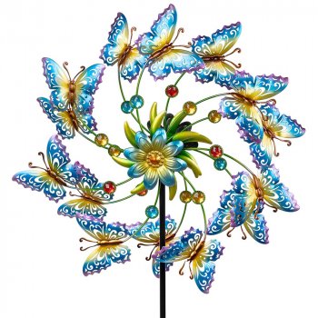 Gartenstecker Windrad Schmetterlinge 45/131 cm Metall 571441 formano