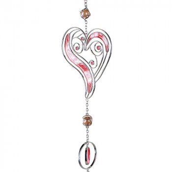 Preview: Detailansicht Hänger 3 Herzen aus silbernen Metall und Acryl 680884 formanoHer