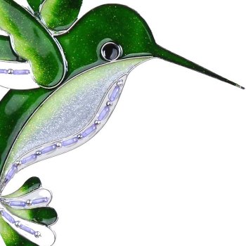 Preview: Detailansicht Hänger Eisvogel 37 cm aus silbernen Metall und Acryl 680402 formano