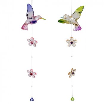 Hänger Kolibri mit Blumen 65 cm Acryl 606228 formano