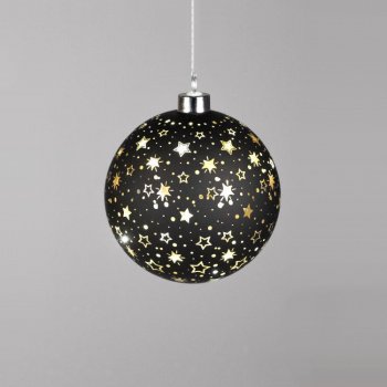 Hänger Kugel bordeaux-gold Glas LED-Licht Stern Weihnachtsdeko Dekokugel formano
