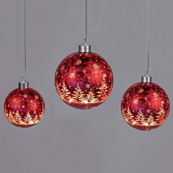 Hänger Kugel Frosty-Rot mit LED-Licht Glas 814081 814098 814104 formano