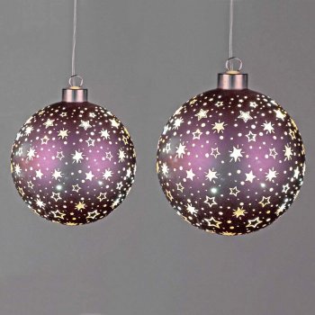 Hänger Kugel Velvet-Purple LED Sterne formano