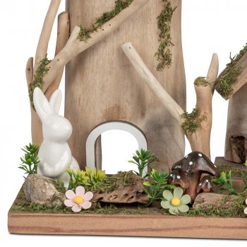 Preview: Haus links + Hase Holz Keramik 583864 Ostern formano